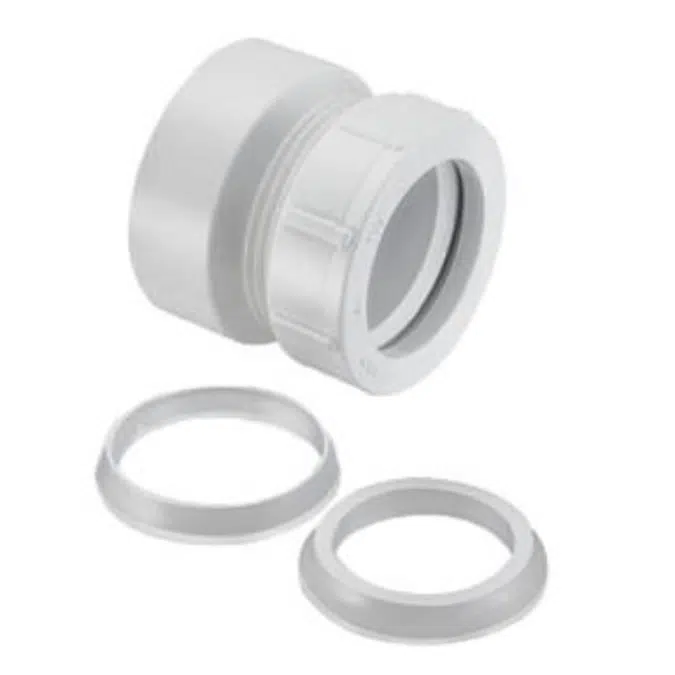 DWV PVC Trap Adapter - Female w/1-1/2 Plastic Nut & Washer and 1-1/2x1-1/4 Washer