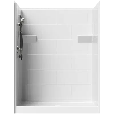 5' Curbed Shower with Simulated Tile - 60" x 32-5/8" Exterior Dimensions için görüntü