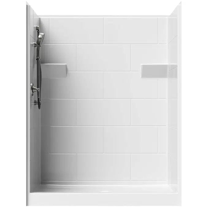 5' Curbed Shower with Simulated Tile - 60" x 32-5/8" Exterior Dimensions