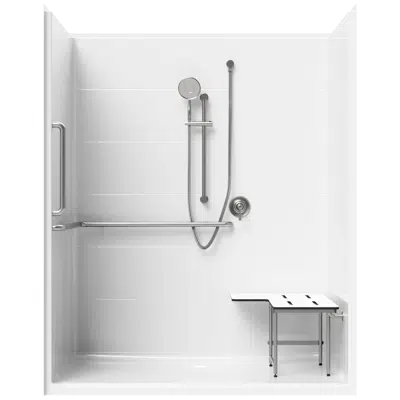 afbeelding voor 5' Roll-in Shower with Simulated Tile - 63" x 36" Exterior Dimensions