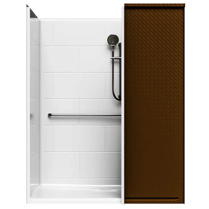 5' Alternate Roll-in Shower with Simulated Tile - 63" x 39" Exterior Dimensions