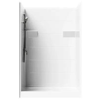 afbeelding voor 4' Curbed Shower with Simulated Tile - 51" x 39" Exterior Dimensions