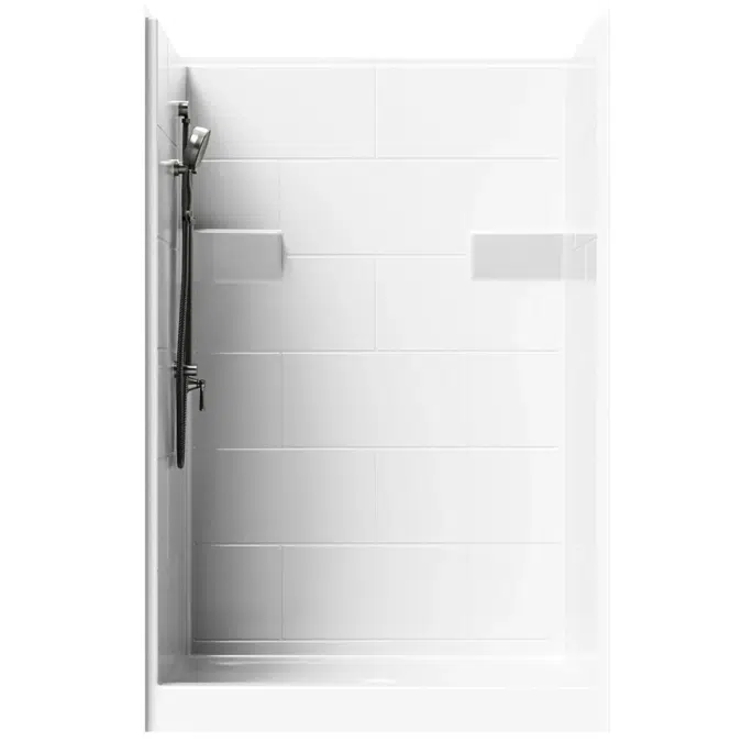 4' Curbed Shower with Simulated Tile - 51" x 39" Exterior Dimensions