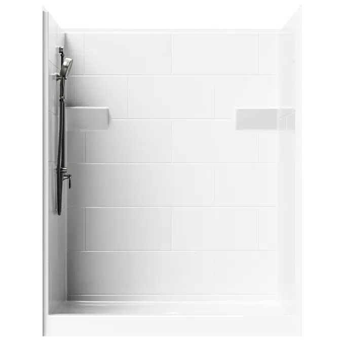 5' Curbed Shower with Simulated Tile - 62" x 38-5/8" Exterior Dimensions