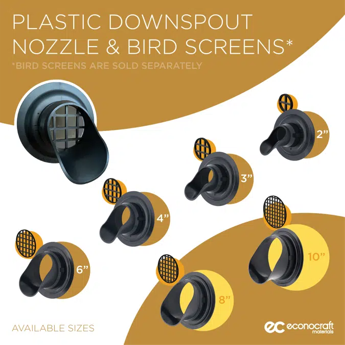 4" LokPlate™ Plastic Downspout Nozzle w/ Self-Locking Escutcheon Plate