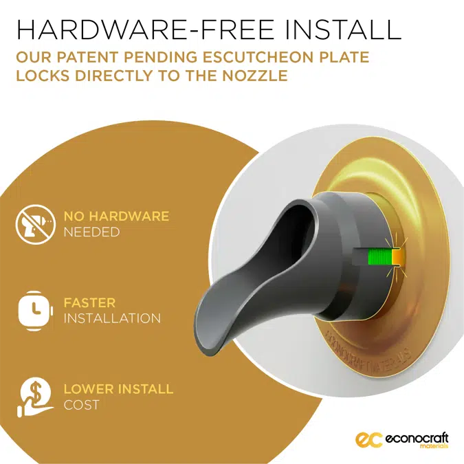 3" LokPlate™ Plastic Downspout Nozzle w/ Self-Locking Escutcheon Plate