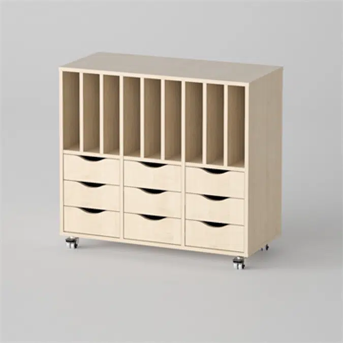 Cabinet Esther 9 drawers and 9 shelves, Birch