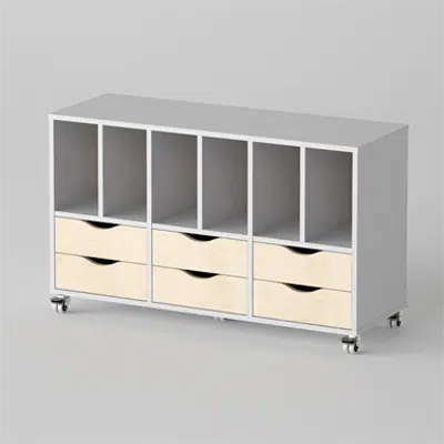 Image for Cabinet Astrid 6 drawers and 6 shelves, Light grey