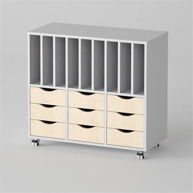 Cabinet Esther 9 drawers and 9 shelves, Light grey