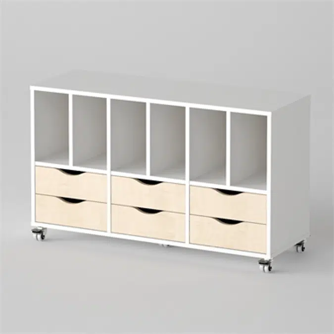 Cabinet Astrid 6 drawers and 6 shelves, White