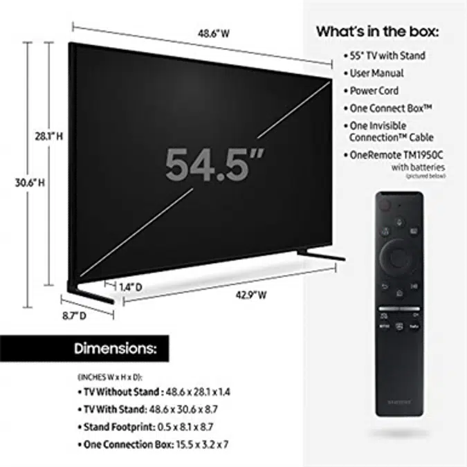 Samsung QN55Q900RBFXZA Flat 55-Inch QLED 8K Q900 Series Ultra HD Smart TV with HDR and Alexa Compatibility (2019 Model), Black