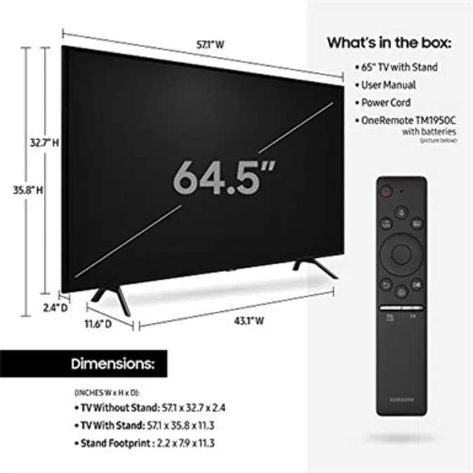 Samsung QN65Q70RAFXZA Flat 65-Inch QLED 4K Q70 Series Ultra HD Smart TV with HDR and Alexa Compatibility (2019 Model)