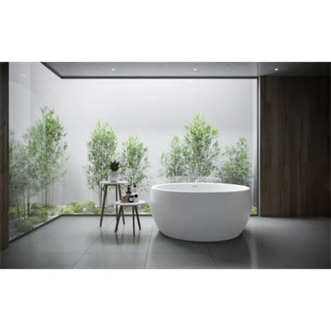 Aquatica Aura Mini Black Round Freestanding Solid Surface Bathtub