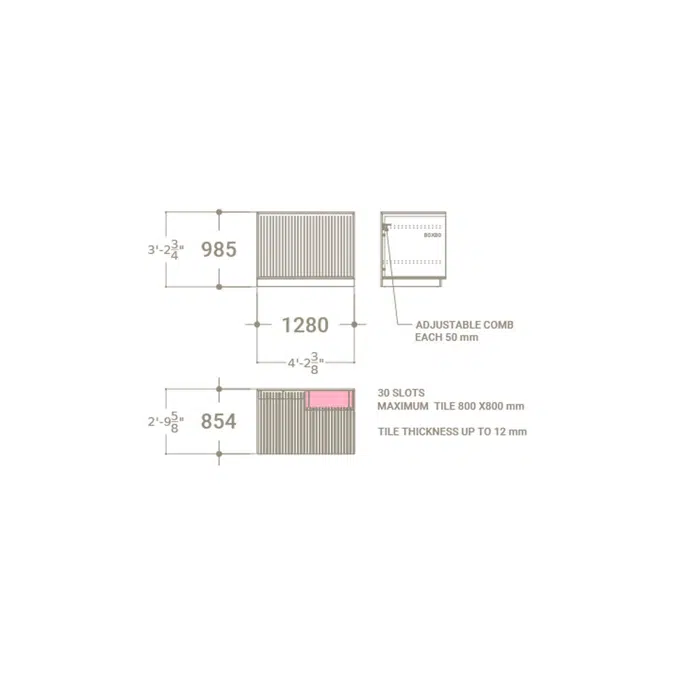 MV Loose | Slotted shelving for displaying tiles