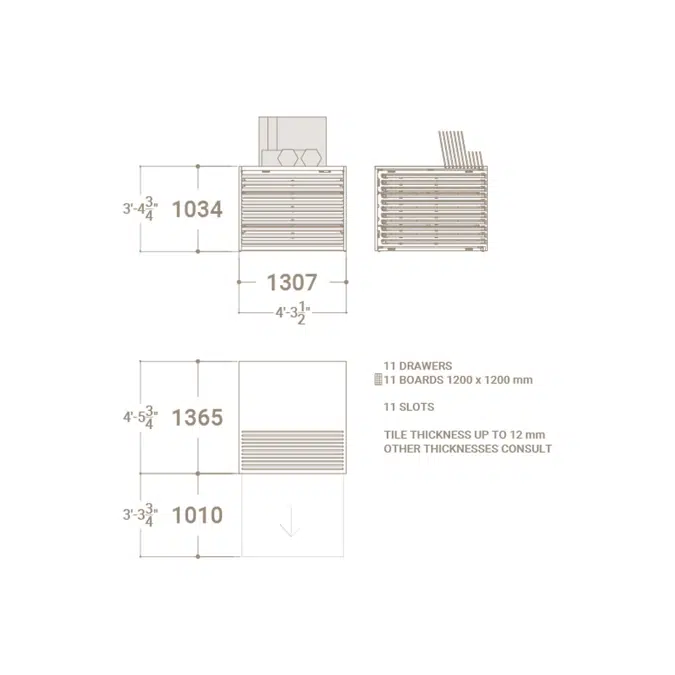 Rhin 120x120 | Cabinet tile display