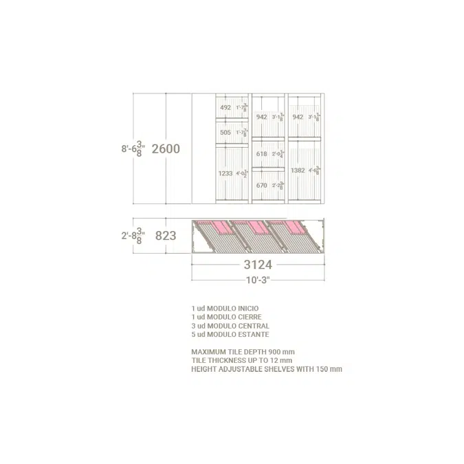 Composition 141 | Technical selving for tiles