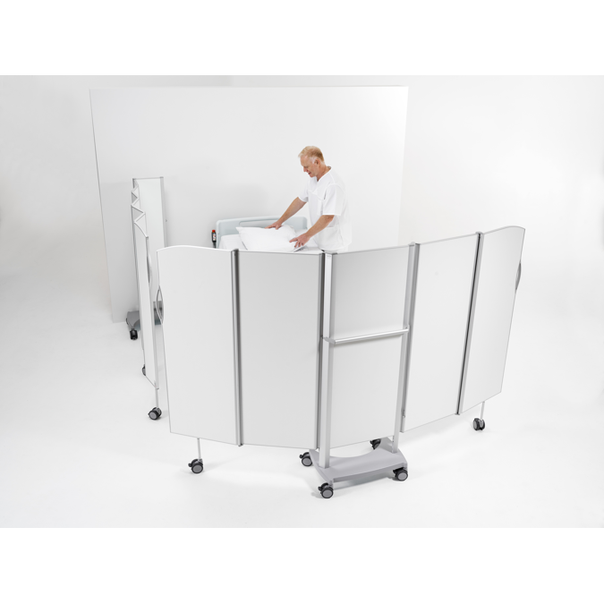 Silentia Hospital Mobile Bed End Privacy Screen 5 Panels