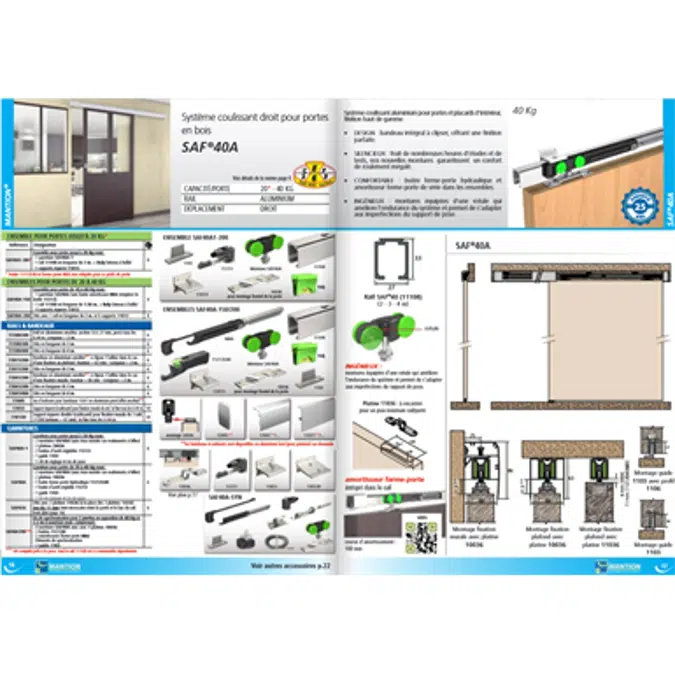 SAF 40 A-150 (L = 1,50 m) - pour portes en bois 40kg