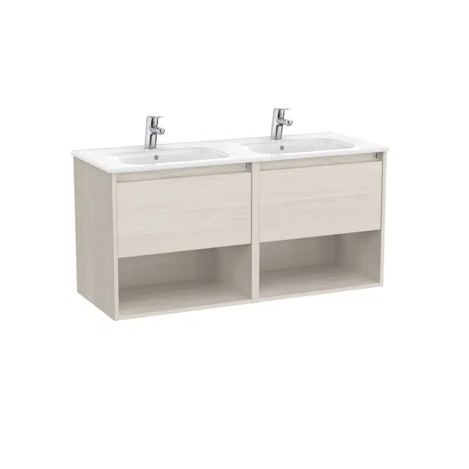 Tenor  Unik - base unit with two drawers, bottom shelves and double basin