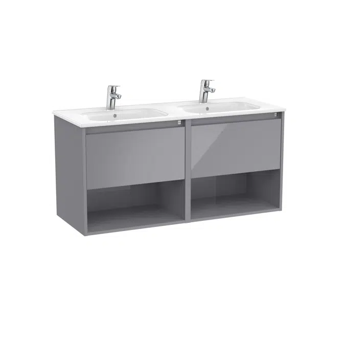 Tenor  Unik - base unit with two drawers, bottom shelves and double basin