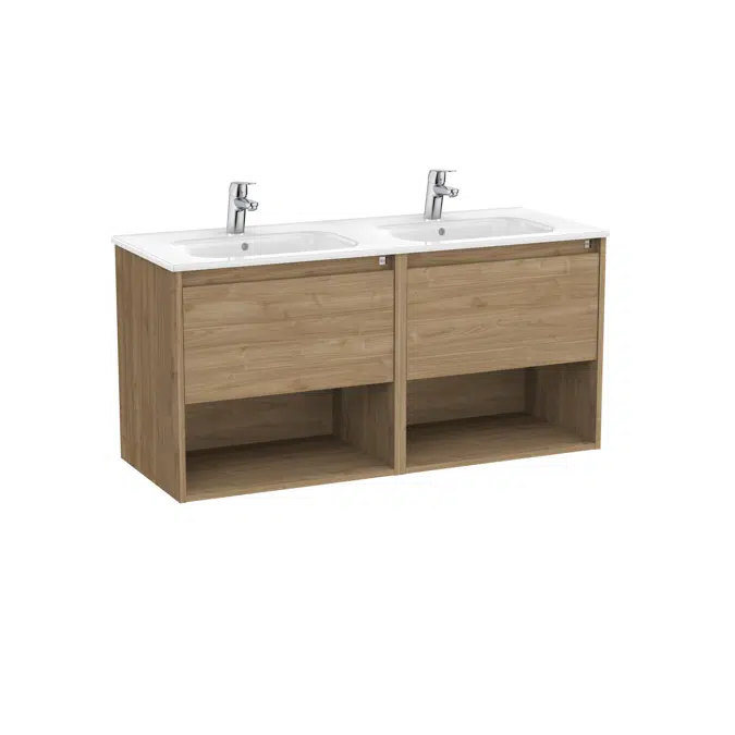 Tenor  Unik - base unit with two drawers, bottom shelves and double basin