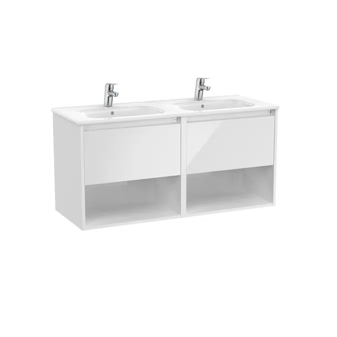 Tenor  Unik - base unit with two drawers, bottom shelves and double basin