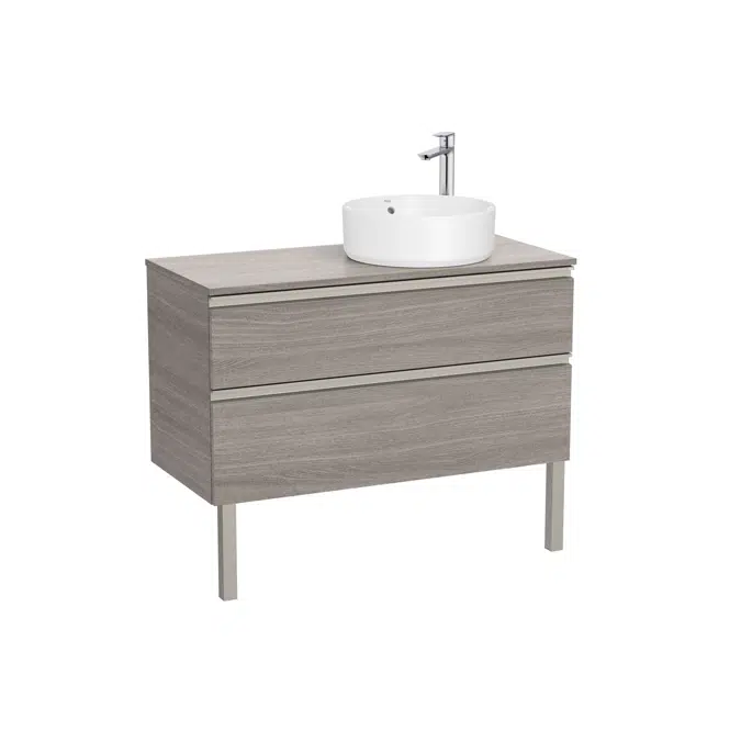 The Gap Base unit with two drawers and over countertop basin on the right