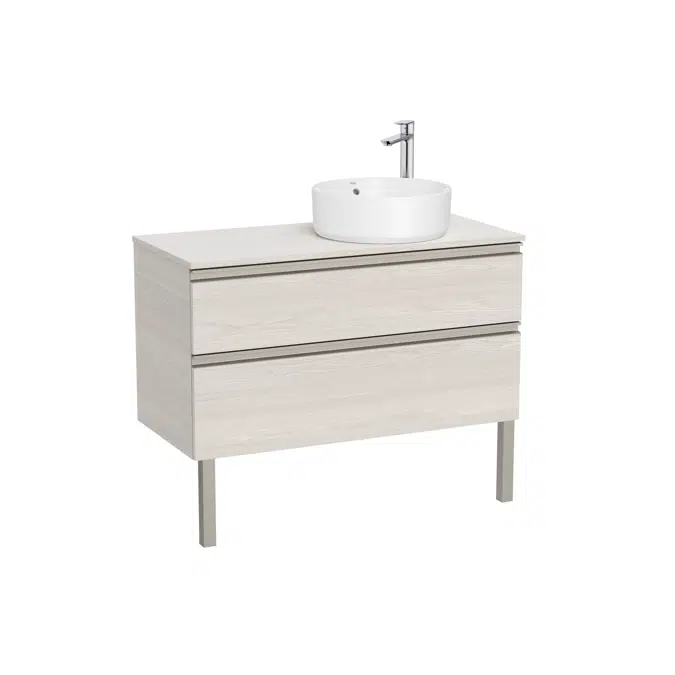 The Gap Base unit with two drawers and over countertop basin on the right