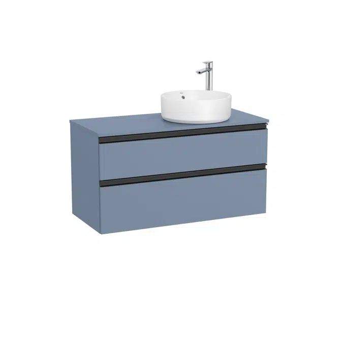 The Gap Base unit with two drawers and over countertop basin on the right