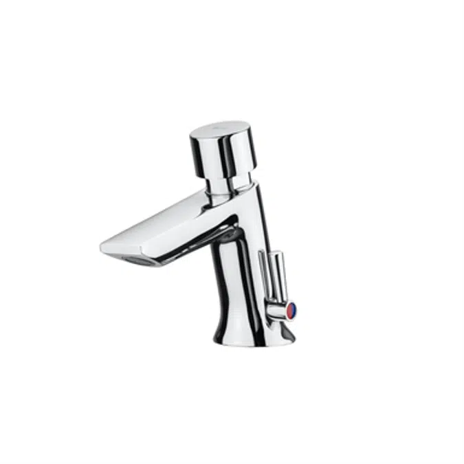 INSTANT Self-closing deck-mounted basin mixer with push-button