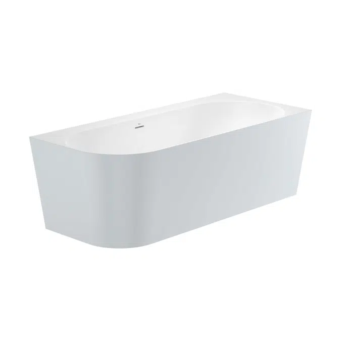 Raina Asymmetric right corner STONEX® bath. Includes click-clack drain, trap and integrated overflow