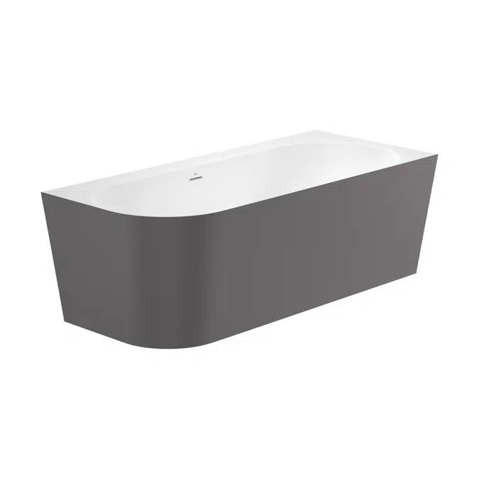 Raina Asymmetric right corner STONEX® bath. Includes click-clack drain, trap and integrated overflow