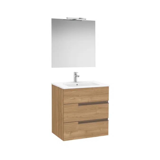 Victoria-N. Pack - base unit with three drawers, legs, basin, Luna mirror and Starlight LED spotlight