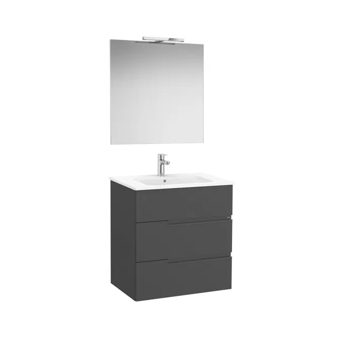 Victoria-N. Pack - base unit with three drawers, legs, basin, Luna mirror and Starlight LED spotlight