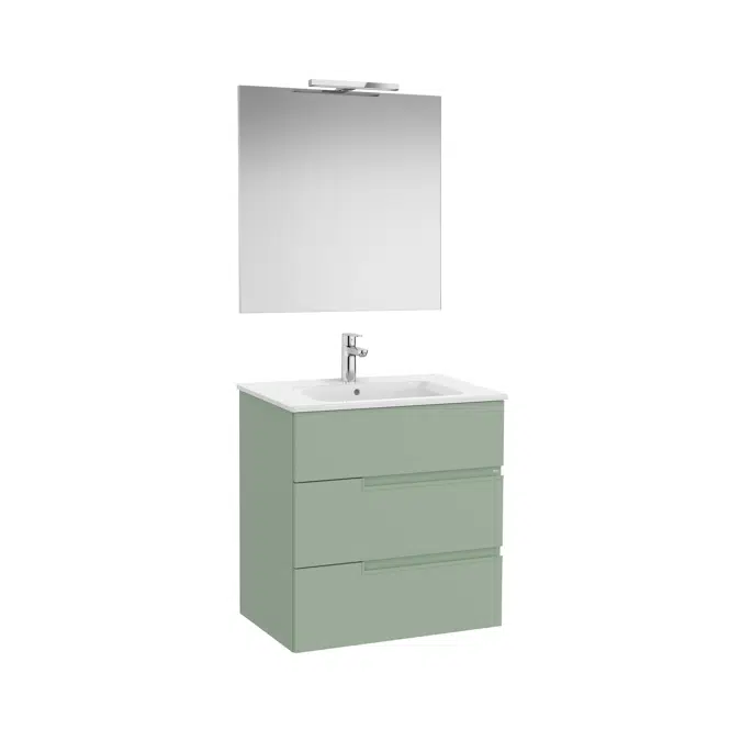 Victoria-N. Pack - base unit with three drawers, legs, basin, Luna mirror and Starlight LED spotlight