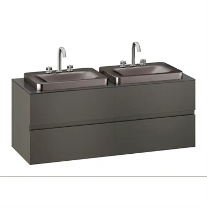 ARMANI - BAIA 1550 mm wall-hung furniture for 2 deck-mounted basin mixers and over countertop washbasins