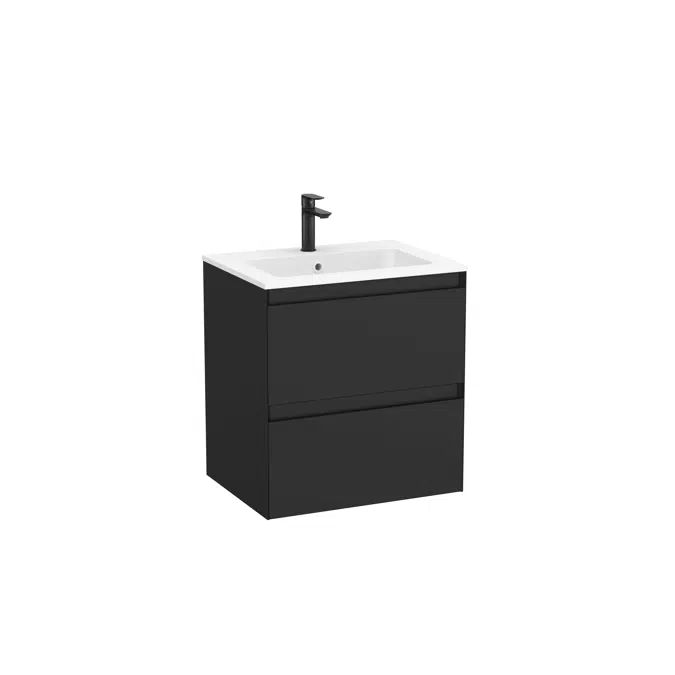 Tenue Unik - Base unit with two drawers and ceramic basin in matt white finish
