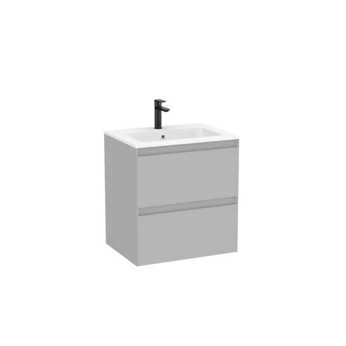 Tenue Unik - Base unit with two drawers and ceramic basin in matt white finish