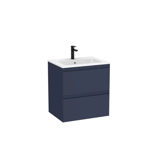 Tenue Unik - Base unit with two drawers and ceramic basin in matt white finish