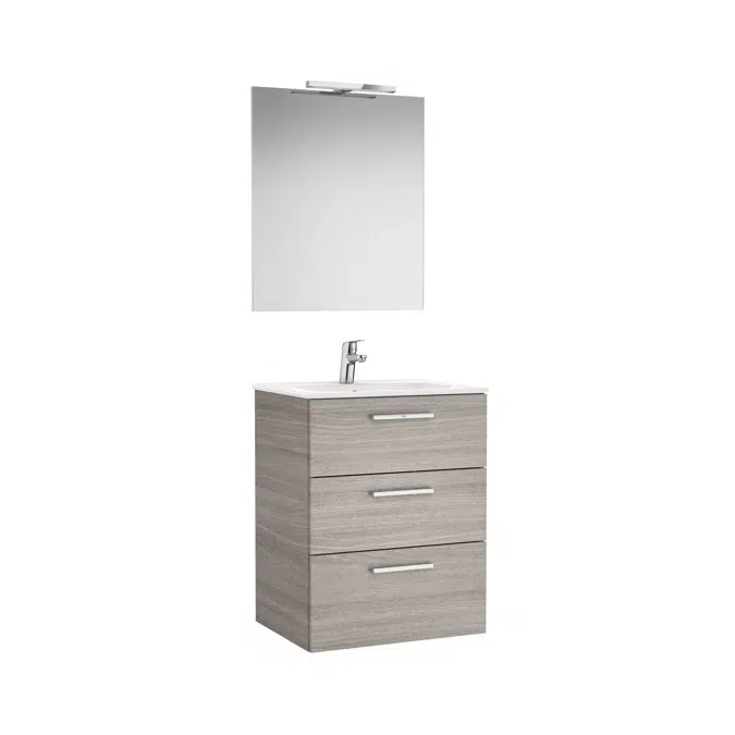 VICTORIA BASIC Family Pack 605 (base unit with three drawers, basin, mirror and LED wall light)
