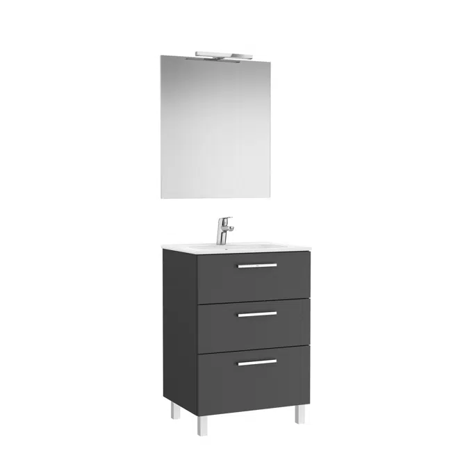 VICTORIA BASIC Family Pack 605 (base unit with three drawers, basin, mirror and LED wall light)