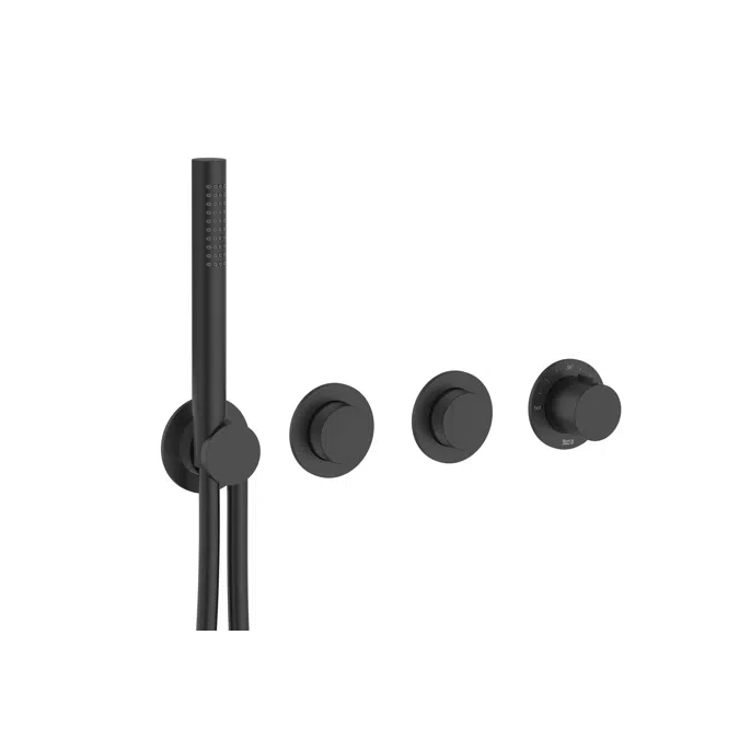 T-Multi Switch built-in thermostatic shower mixer (2 ways) with stick hand-shower, swivel wall bracket and 1.70 m PVC shower flexible hose