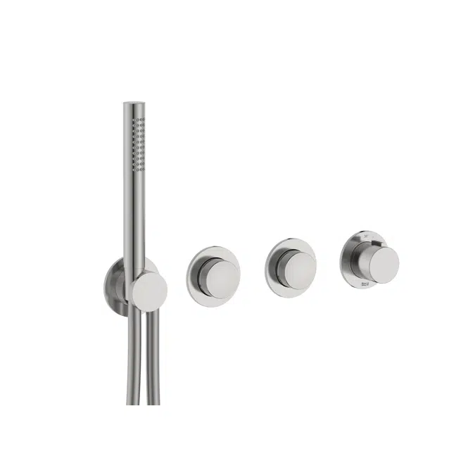 T-Multi Switch built-in thermostatic shower mixer (2 ways) with stick hand-shower, swivel wall bracket and 1.70 m PVC shower flexible hose