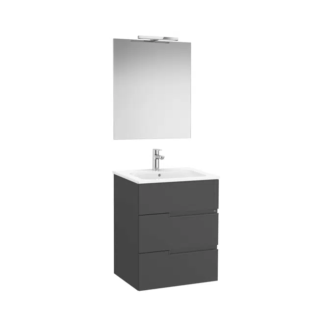 Victoria-N. Pack - base unit with three drawers, legs, basin, Luna mirror and Starlight LED spotlight