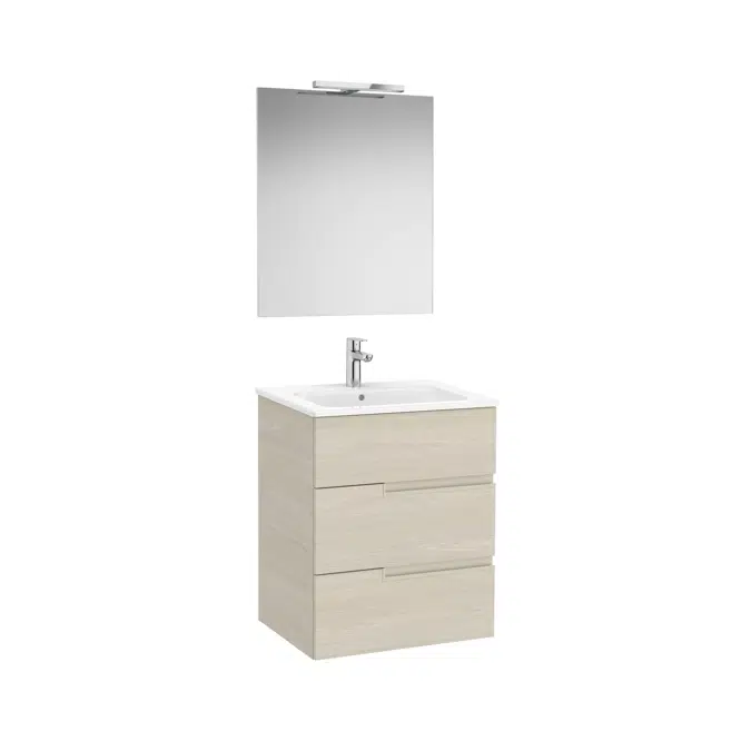 Victoria-N. Pack - base unit with three drawers, legs, basin, Luna mirror and Starlight LED spotlight