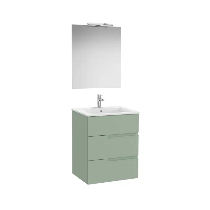 Victoria-N. Pack - base unit with three drawers, legs, basin, Luna mirror and Starlight LED spotlight