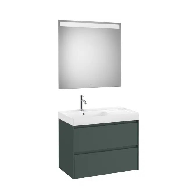 ONA Pack (base unit with two drawers, left hand basin and LED mirror)