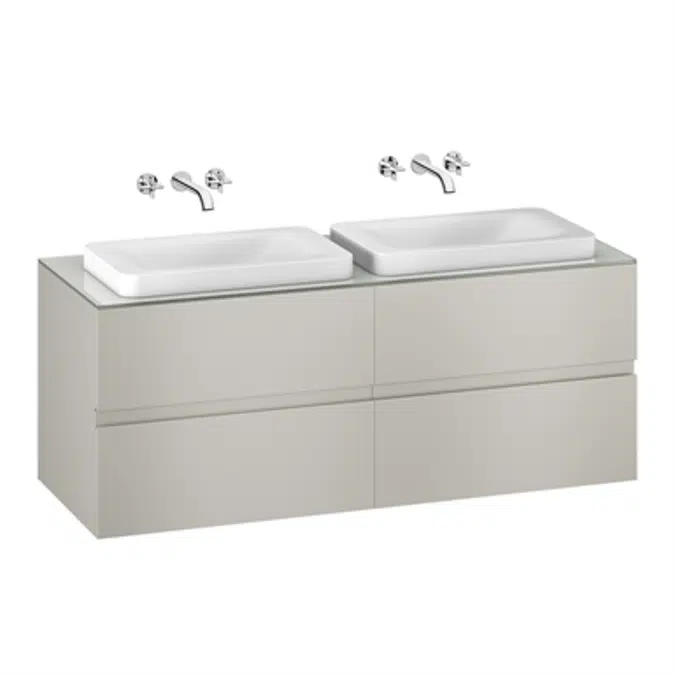 ARMANI - BAIA 1550 mm wall-hung furniture for 2 over countertop washbasins and wall-mounted basin mixers