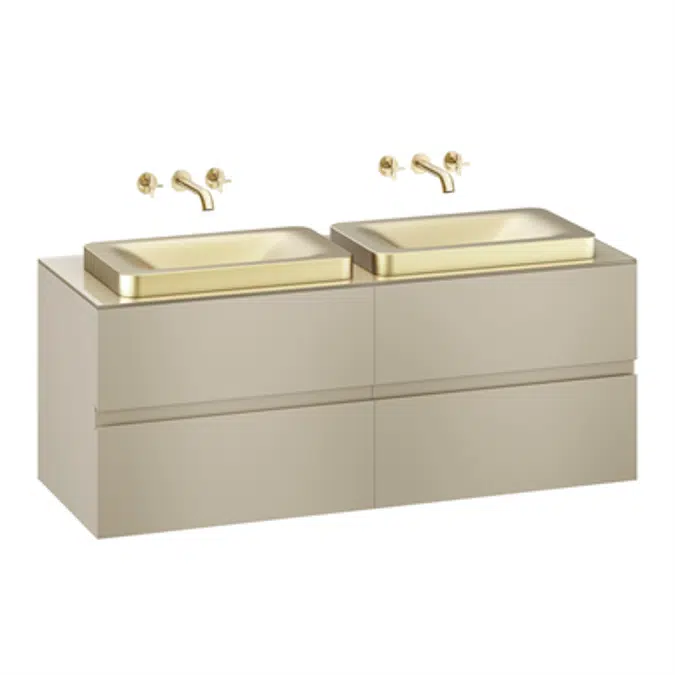ARMANI - BAIA 1550 mm wall-hung furniture for 2 over countertop washbasins and wall-mounted basin mixers