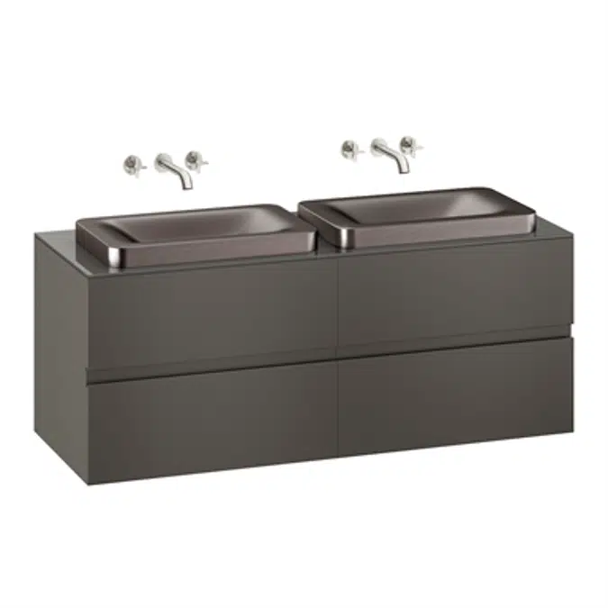 ARMANI - BAIA 1550 mm wall-hung furniture for 2 over countertop washbasins and wall-mounted basin mixers